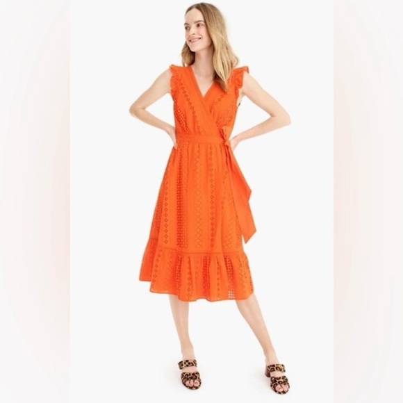 J. Crew Dresses & Skirts - J. Crew All Over Eyelet Wrap Midi Dress